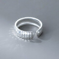 wholesale S925 Sterling Silver Fresh and Sweet Ins Style Exquisite Irregular Stepped Engraved Crease Ring R02870-0-4