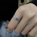 wholesale S925 Sterling Silver Retro Vintage Ins Minimalist Geometric Ring Unisex Stackable Band-0-2