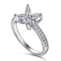 wholesale S925 Sterling Silver European and American Cross-Border Hit T&Co Zircon Silver Ring for Women, Small Niche Advanced Floral Design Band Wholesale-0-4