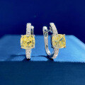 wholesale 925 Silver Zhuo Zhifan New High-Carbon Diamond Fat Square 6*6 Yellow Diamond Hoop Earrings for Women, Hot-Selling in Europe and America-0-0
