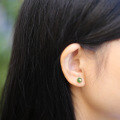 wholesale 925 Silver Gold-Plated New Chinese Style Ancient Jade Earrings, National Trend Plum Blossom Earrings with Green Jade Beads, Hetian Jasper Studs-0-5