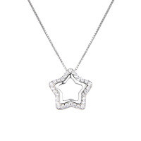 wholesale S925 sterling silver cross-border new trendy star personality pendant with diamond zirconia collarbone chain for women-Single Pendant>925 Silver