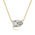 Sterling Silver Moissanite Women's Necklace, Sparkling Square Sugar Heart Pendant-0-3