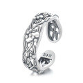 wholesale S925 Sterling Silver Openwork Floral Vintage Vine Branch Adjustable Ring for Women, Elegant and Exquisite Index Finger Ring-0-4