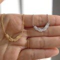 wholesale S925 Sterling Silver Whole Body Red Elk Retro Wing Pendant Necklace for Women Hip-hop Punk Style Trendy Collarbone Chain-0-2