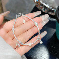 wholesale S925 Sterling Silver Butterfly Pearl and Broken Silver Bracelet for Women, New Chinese-style Small Design, National Style Versatile Hand Accessory Gift-0-3
