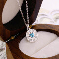 wholesale S925 Silver Druzy Necklace with a Light Luxury Hexagram Star Design and Surrounding Detailing-0-2