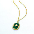 wholesale 925 Silver Gold-Plated Geometric Malachite Pendant Choker Necklace for Women, Korean and Japanese Light Luxury Style, Wholesale from Manufacturers-0-4