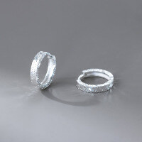 wholesale S925 Sterling Silver Fresh and Sweet Ins Style Niche Design Three-Sided Ice Cube Circle Ear Clasp M06626-S925 silver pair 925 silver