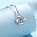 wholesale S925 Sterling Silver Hand-Inlaid Moissanite Necklace for Women, Heart Bezel with Moving Parts, Fresh and Sweet Simple Cute Style-0-2