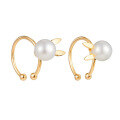 wholesale 14K Gold Plated 925 Sterling Silver with Natural Freshwater Pearl Korean Style Cute Bunny Girl Ear Climber-0-4