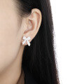 wholesale S925 Sterling Silver 814 Floral Stripe Bow Ear Studs Women Minimalist Style Small and Fresh Original Ins High-end Silver Earrings-0-2