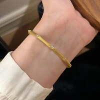 wholesale S925 Sterling Silver Starry Frost Ribbon Bracelet, Exquisite and Sophisticated Minimalist Design, Luxury Versatile Plain Circle Silver Bangle-Gold>Large Size 17CM (Suitable for wrists 14.5-17cm in circumference)