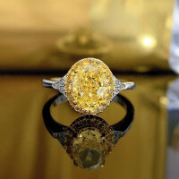 wholesale 925 Silver New Jewelry Light Luxury Minimalist European and American Style 6*8 High Carbon Diamond Yellow Diamond Ring, Ins Fashion and Versatile-R552 Yellow Diamond>9
