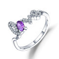 wholesale 925 Sterling Silver Fashion Design Light Luxury Amethyst Ring for Women,LOVE-0-0