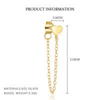 wholesale S925 Sterling Silver Star-shaped European And American Trendy Earrings For Women, Light Luxury Zirconia Accented Versatile Fashion Tassel Chain Cross-border Ear Accessories-E5039-Gold/Pair 925 Silver