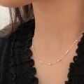 wholesale S925 Sterling Silver Minimalist Italian Square Bead Simple Chain Necklace for Women, Small Design Sense, Versatile Luxury Collarbone Chain-0-4