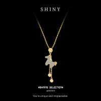 Metal Pendant Necklace with Tassel and Micro-Set Zirconia, 2025 New Release-S925 Sterling Silver with Gold + Zircon  925 Silver