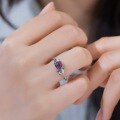 wholesale S925 Sterling Silver Geometric Cultivated Alexandrite Ring for Women, Light Luxury Style, Cross-Border Hot Item-0-4