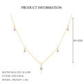 wholesale S925 Sterling Silver Cross-border Waterdrop Zircon Accent Women's Necklace, Fashionable, Luxurious, European & American Exquisite French Minimalist Collarbone Chain, Versatile-0-6