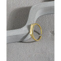 wholesale S925 Sterling Silver Korean Version Ins Niche Design Geometric Square Tulip Smooth Texture Open Adjustable Ring for Women-0-1