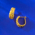 wholesale S925 Gold-Plated Wheat Weave Brushed Ear Clasp, Fashionable and Versatile for Daily Wear Available for Distribution-0-2