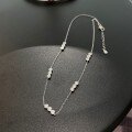 wholesale S925 Sterling Silver Light Luxury Hit Women's Necklace, Exquisitely Set with Round Zirconia in a Minimalist and Elegant Design, Advanced Collarbone Chain-0-2