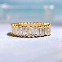 wholesale S925 Silver New 2*4 Rectangle T-Square European and American Ins Style Fashion Versatile Women's Ring-R438 Gold 6