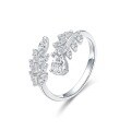 wholesale 18K Gold Olive Branch Cultured Diamond Ring, Fancy Open Setting, Feather-Inspired Adjustable Open Band-0-0