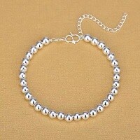wholesale Metal S925 Silver Bead Bracelet Fashion Women New Trendy Japanese Korean Minimalist Versatile Personality Buddha Beads Student-xb1060-white gold
