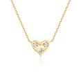 wholesale 14K Gold, Platinum, and Yellow Gold Cultured Diamond Three-Stone Heart Pendant Necklace for Women-0-1