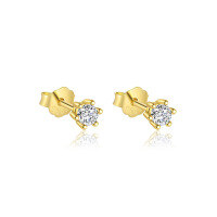 wholesale S925 Sterling Silver Wholesale Cross-border Light Luxury Sweet Design Zircon Earrings With Micro-set Color Zircons And Heart Shape-E4836-Gold/Pair of White Zirconium &gt;925 Silver