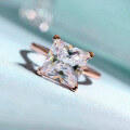 wholesale S925 silver new 8*8 princess square ring, stylish and versatile classic four-prong diamond ring-0-1