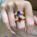 Platinum Vintage-Inspired 15ct Lab-Grown Colored Gemstone Ring-0-5