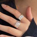 wholesale S925 Sterling Silver Stone-Inlaid Heart Ring for Women, Small and Fashionable, Unique Adjustable Opening Trendy with a Sense of High-End-0-2