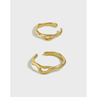 wholesale S925 Sterling Silver Korean Version INS Niche Design Minimalist Irregular Textured Ear Clip for Non-Pierced Ears-ET445 [18K gold single]  925 silver