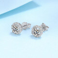 wholesale PT950 Platinum Plated S925 Silver Stud Earrings for Women with Moissanite Simulated Diamond Earrings, One-Piece Drop Shipping-0-2