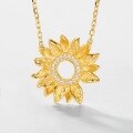 wholesale S925 sterling silver gold-plated Buccellati-style filigree sunflower necklace, niche design, women's wholesale-0-3