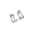 wholesale S925 Silver Korean-style Elegant Double-line Back-hook Light Bead Stud Earrings, Small and Retro C-shaped Hook G4285-0-4
