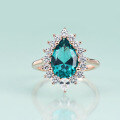 wholesale Rose Gold S925 Silver Inlaid Emerald Nano Ring, Luxurious High-End 8*12mm Colored Gemstone Ring-0-1