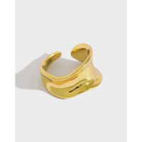 wholesale S925 Sterling Silver 250 Korean Version INS Minimalist Irregular Surface Open-Ended Women's Ring, Versatile Silver Jewelry-Platinum [No. 12/Adjustable]>Opening adjustable