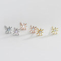 wholesale S925 sterling silver stud earrings for women, Korean-style ultra-sparkling delicate single diamond star, sweet and ethereal star earrings G6237-0-2