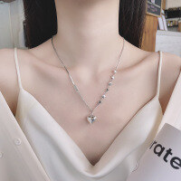 wholesale S925 Sterling Silver Retro Star-Spliced Bouncing Heart Pendant Necklace, Elegant Lady Design Sense Necklace for Women-481FL/approx. 9.4g 925 silver