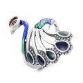 wholesale S925 silver resin enamel exaggerated peacock phoenix design ring, Chinese style classical creative ring-0-5
