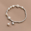 wholesale S925 silver pearl love bead bracelet with a high-end ins feel, handmade round bead new style women's bracelet S4769-0-3