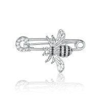 wholesale S925 Sterling Silver Full-Zircon Bee Brooch, Exquisite and Cute, Fashionable Niche Design Suit Accessory Pin-brooch