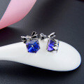 wholesale S925 Sterling Silver Zirconia Enamel Creative Bow Ear Studs, Korean Style Fashion Student Personality Earrings-0-3