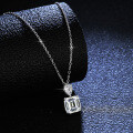 S925 Silver Pendant with 1ct Moissanite, Emerald Cut-0-2