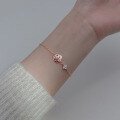 wholesale S925 Silver Sweet Korean Style Small Fresh Rose Flower Bracelet with Cross Star Women's Accessories S5125-0-0