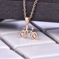 wholesale 18K rose gold fresh and sweet bicycle lover diamond pendant, ladies' petite style 9K moissanite necklace gift-0-1